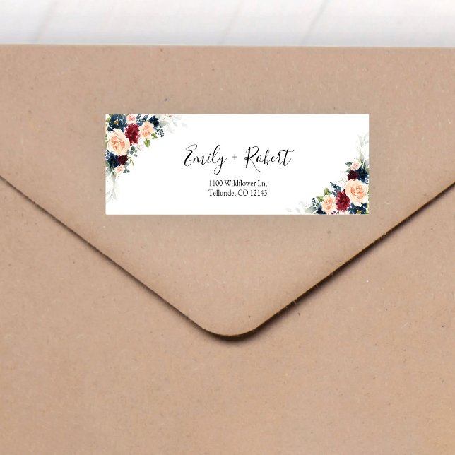 Burgundy and Navy Wedding Return Address (Creator Uploaded)
