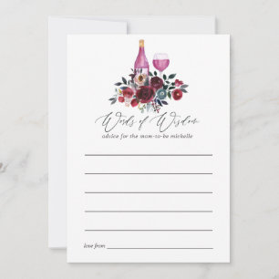 Burgundy and Navy Wine Tasting Bridal Shower Advice Card