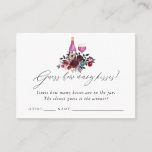 Burgundy and Navy Wine Tasting Bridal Shower Game Enclosure Card