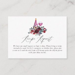 Burgundy and Navy Wine Tasting Bridal Shower Game Enclosure Card
