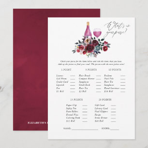 Burgundy and Navy Wine Tasting Bridal Shower Game Invitation