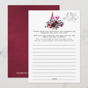 Burgundy and Navy Wine Tasting Bridal Shower Game Invitation