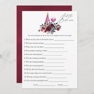 Burgundy and Navy Wine Tasting Bridal Shower Game Invitation