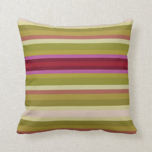 Burgundy And Olive Green Stripe Cushion