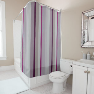 Burgundy and pink Abstract Stripes Shower Curtain
