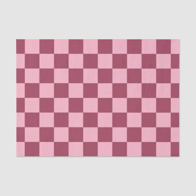 Burgundy and Pink Chequerboard Pattern Tissue Paper (Front)