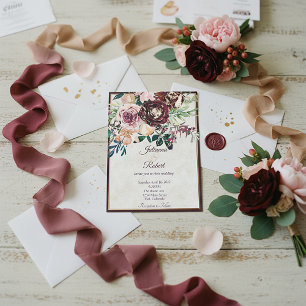 Burgundy and pink floral budget wedding