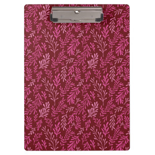 Burgundy and Pink Floral Tropical Leaf Pattern Clipboard