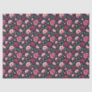 Burgundy and Pink Flowers Tissue Paper