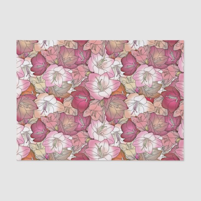 Burgundy and Pink Hibiscus Tissue Paper (Front)