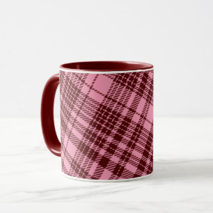Burgundy and Pink Plaid Tartan Design Mug