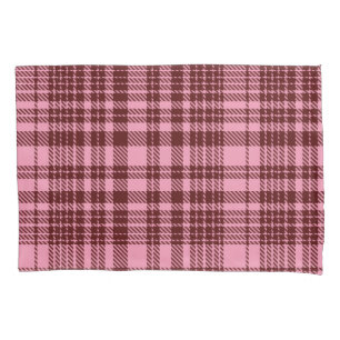 Burgundy and Pink Plaid Tartan Design Pillowcase