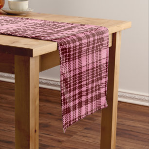 Burgundy and Pink Plaid Tartan Design  Short Table Runner