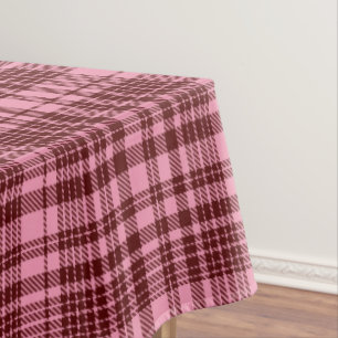 Burgundy and Pink Plaid Tartan Design Tablecloth