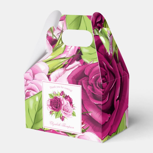 Burgundy and Pink Roses Favour Box (Back Side)