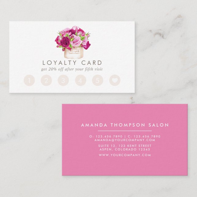Burgundy and Pink Roses Loyalty Card (Front/Back)