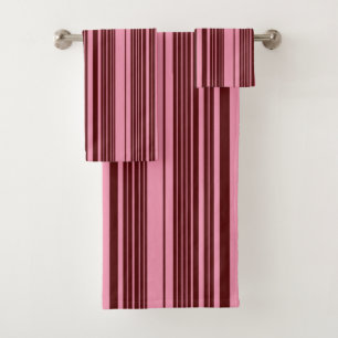 Burgundy and Pink Stripes Pattern Design  Bath Towel Set