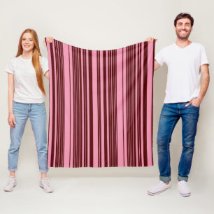 Burgundy and Pink Stripes Pattern Design  Fleece Blanket