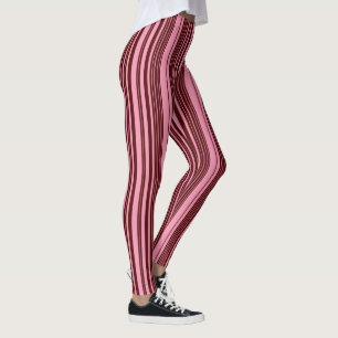 Burgundy and Pink Stripes Pattern Design Leggings