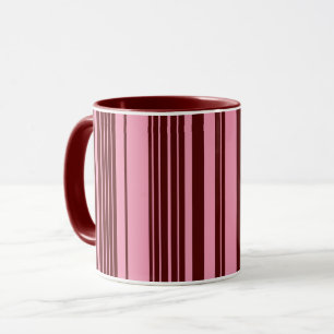 Burgundy and Pink Stripes Pattern Design Mug