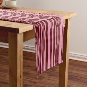 Burgundy and Pink Stripes Pattern Design  Short Table Runner