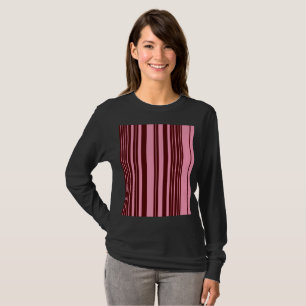 Burgundy and Pink Stripes Pattern Design  T-Shirt