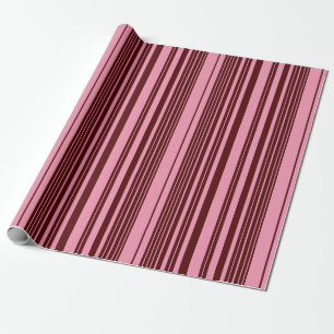 Burgundy and Pink Stripes Pattern Design Wrapping Paper