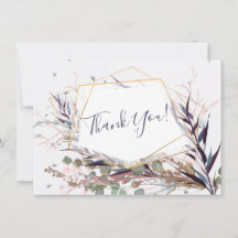 Burgundy and Pink Wild Flowers Thank You Card
