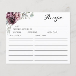 Burgundy and Plum Fall Floral Recipe Card