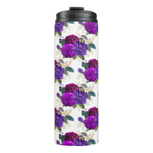 Burgundy and Plum Purple Vintage Floral Thermal Tumbler