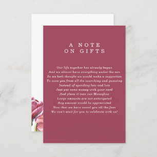 Burgundy and Poppies A note on gifts Wedding Invitation