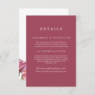 Burgundy and Poppies Floral Wedding Details Invitation