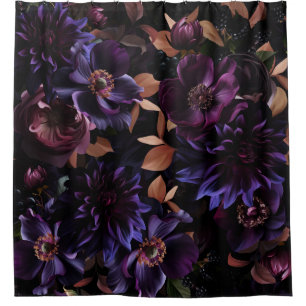 Burgundy And Purple Gothic Midnight Garden Shower Curtain
