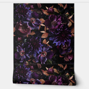 Burgundy And Purple Gothic Midnight Garden Wallpaper