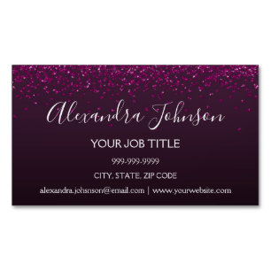 Burgundy and Purple Hearts Confetti Magnetic Business Card