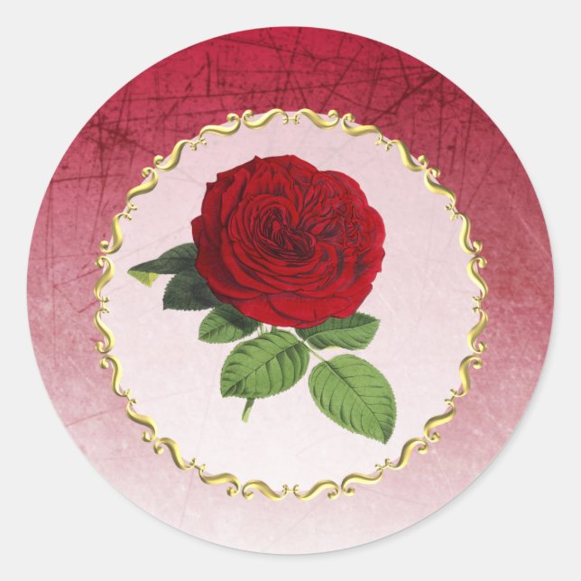 Burgundy and Red Rose Gold Border Stickers (Front)
