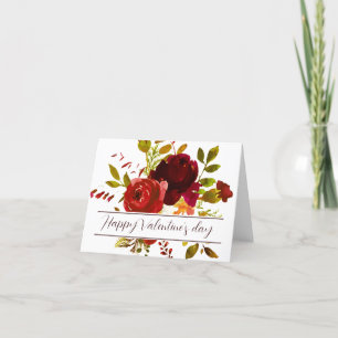 Burgundy and red watercolor roses   thank you card