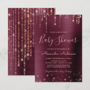 Burgundy and Rose Gold Baby Shower Party Invitation