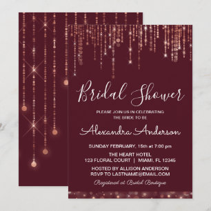 Burgundy and Rose Gold Bridal Shower Invitation