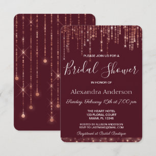 Burgundy and Rose Gold Bridal Shower Invitation
