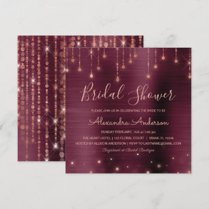 Burgundy and Rose Gold Bridal Shower Invitation