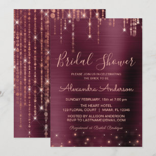 Burgundy and Rose Gold Bridal Shower Invitation