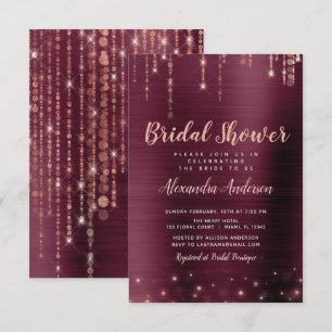 Burgundy and Rose Gold Bridal Shower Invitation