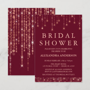 Burgundy and Rose Gold Bridal Shower Invitation