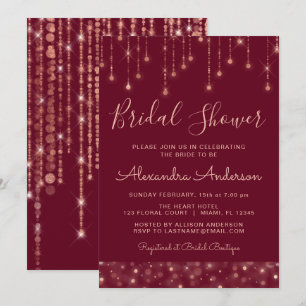 Burgundy and Rose Gold Bridal Shower Invitation