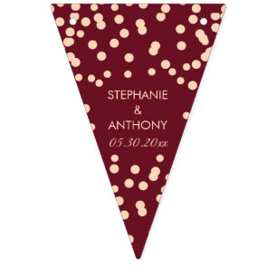 Burgundy and Rose Gold Confetti Wedding Bunting