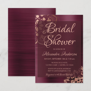Burgundy and Rose Gold Mandala Bridal Shower Invitation