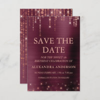 Burgundy and Rose Gold Sweet 16 Save the Date