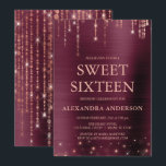 Burgundy and Rose Gold Sweet Sixteen Birthday Invitation<br><div class="desc">Burgundy and Rose Gold Sparkle String Lights Sweet Sixteen Birthday Party Invitation for an Elegant Birthday . This is the perfect Sweet Sixteen Birthday Invitation for an elegant Burgundy and Rose Gold Sparkle Birthday Party. Please contact the designer for matching customised items.</div>