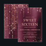 Burgundy and Rose Gold Sweet Sixteen Birthday Invitation<br><div class="desc">Burgundy and Rose Gold Sparkle String Lights Sweet Sixteen Birthday Party Invitation for an Elegant Birthday . This is the perfect Sweet Sixteen Birthday Invitation for an elegant Burgundy and Rose Gold Sparkle Birthday Party. Please contact the designer for matching customised items.</div>